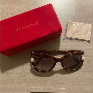 Carolina Herrera Brown Sunglasses with Red Case
